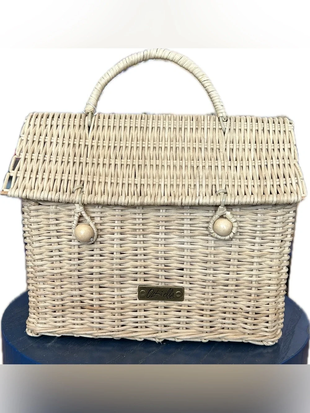 NWT Olliella Casa Clutch Woven Rattan Wristlet in Natural